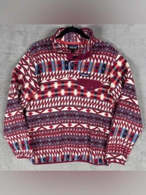 Patagonia Synchilla Kuta Klash Women's Small Fleece Pullover Dark Currant Aztec